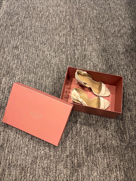 Sezane Shoes - Sezane Cream Suede Slingback Heels brand new